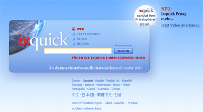 Ixquick: Suchmaschine jetzt mit Anonymisierungsdienst