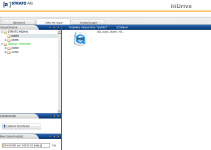 CeBIT 2010: Strato HiDrive im Test Strato HiDrive Dateimanager