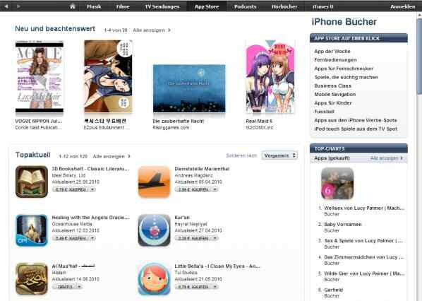 Bücher im App Store: Hacker sollen Nutzerkonten geknackt haben, um Chartplatzierungen von Apps zu beeinflussen. Bild: Screenshot Bücher im App Store: Hacker sollen Nutzerkonten geknackt haben, um Chartplatzierungen von Apps zu beeinflussen. Bild: Screenshot