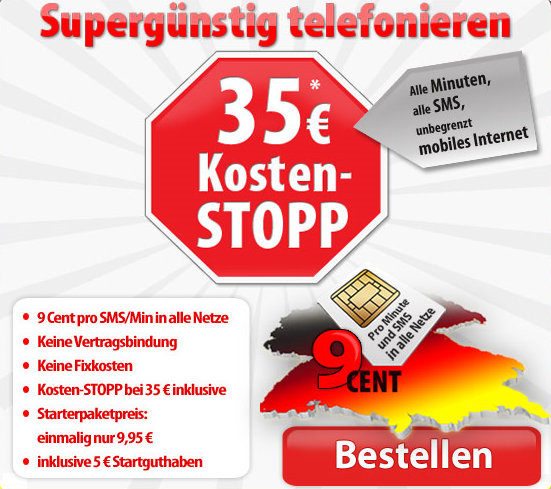 DeutschlandSIM: Hier greift der Kosten-Stopp schon bei 35 Euro. (Quelle: Screenshot) DeutschlandSIM: Hier greift der Kosten-Stopp schon bei 35 Euro. (Quelle: Screenshot)
