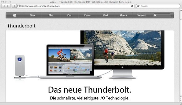 Apple bietet Thunderbolt in der jüngsten MacBook- und iMac-Generation an. (Bild: Netzwelt) Apple bietet Thunderbolt in der jüngsten MacBook- und iMac-Generation an. (Bild: Netzwelt)