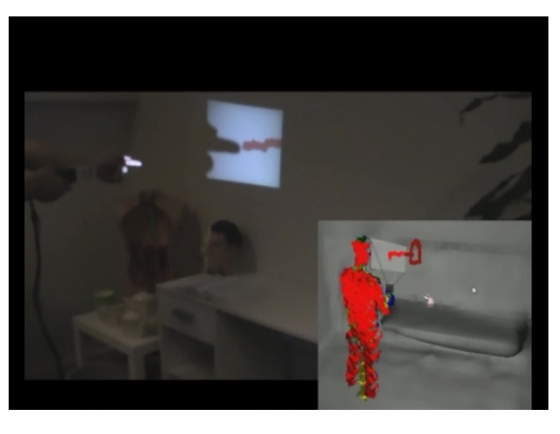 Mit den "Augmented Projectors" können Nutzer virtuelle Zeichnungen in einem Raum vornehmen. (Bild: Screenshot) Mit den "Augmented Projectors" können Nutzer virtuelle Zeichnungen in einem Raum vornehmen. (Bild: Screenshot)