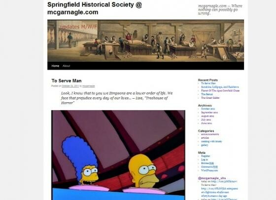 Das Blog Springfield History Society beschäftigt sich mit insgesamt acht Staffeln der Simpsons. (Bild: Screenshot) Das Blog Springfield History Society beschäftigt sich mit insgesamt acht Staffeln der Simpsons. (Bild: Screenshot)