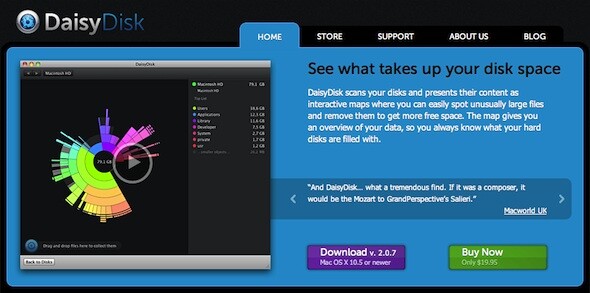 DaisyDisk zeigt dem Mac-Anwender, welche Dateien und Ordner besonders groß sind. (Bild: Screenshot) DaisyDisk zeigt dem Mac-Anwender, welche Dateien und Ordner besonders groß sind. (Bild: Screenshot)