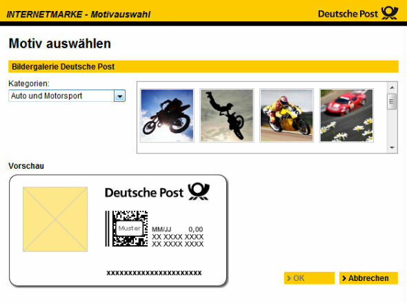Die Deutsche Post bietet eine große Auswahl von Motiven für individuelle Marken. (Bild: Netzwelt) Die Deutsche Post bietet eine große Auswahl von Motiven für individuelle Marken. (Bild: Netzwelt)