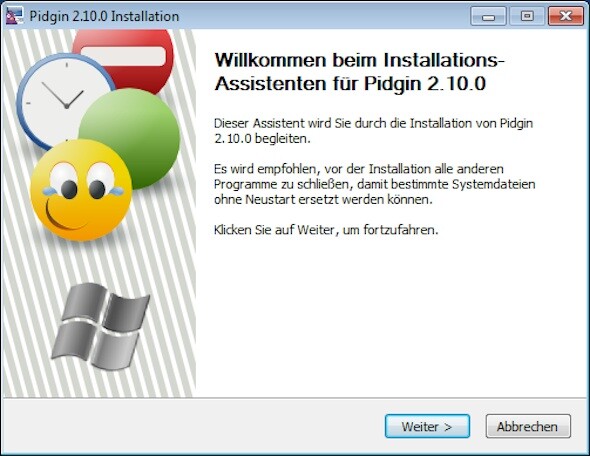 Die Einrichtung von Pidgin und GTK erledigt ein praktischer Setup ...