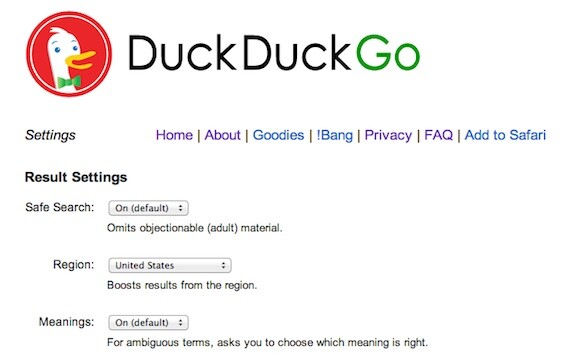In den Einstellungen von Duck Duck Go lässt sich z.B. der Kinderschutz abschalten. (Bild: Screenshot) In den Einstellungen von Duck Duck Go lässt sich z.B. der Kinderschutz abschalten. (Bild: Screenshot)
