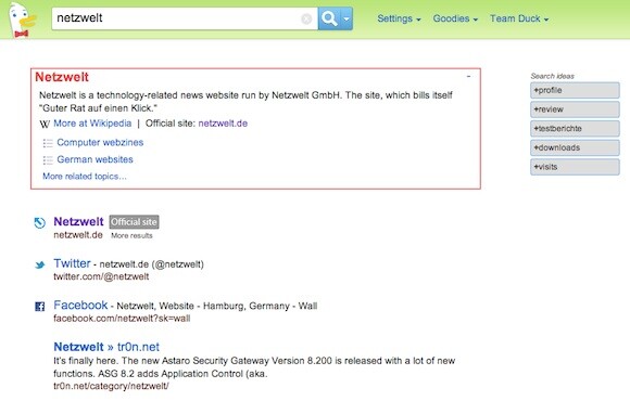 Die Ergebnisse stammen von Yahoo und zahlreichen anderen Diensten. (Bild: netzwelt) Die Ergebnisse stammen von Yahoo und zahlreichen anderen Diensten. (Bild: netzwelt)