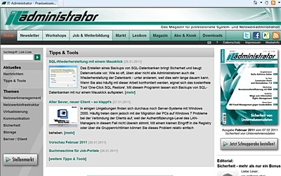 Wer eine Karriere als Netzwerk-Spezialist plant, geht auf Seiten wie IT-Administrator.de. Dort gibt es Fachwissen ohne Ende. (Bild: Screenshot) Wer eine Karriere als Netzwerk-Spezialist plant, geht auf Seiten wie IT-Administrator.de. Dort gibt es Fachwissen ohne Ende. (Bild: Screenshot)