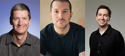 Auf sie kommt es jetzt an: Tim Cook (Chief Operating Officer), Jonathan Ive (Senior Vice President, Industrial Design) und Scott Forstall (Senior Vice President, iPhone Software) müssen bei Apple jetzt für einige Zeit ohne Steve Jobs auskommen. (Fotos: Auf sie kommt es jetzt an: Tim Cook (Chief Operating Officer), Jonathan Ive (Senior Vice President, Industrial Design) und Scott Forstall (Senior Vice President, iPhone Software) müssen bei Apple jetzt für einige Zeit ohne Steve Jobs auskommen. (Fotos: