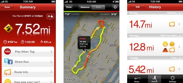 Die neue Nike+ GPS App kommt auch ohne den Sensor im Schuh aus. (Bild: iTunes) Die neue Nike+ GPS App kommt auch ohne den Sensor im Schuh aus. (Bild: iTunes)