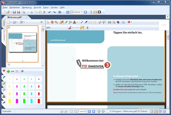 PDF Annotator 3 besitzt eine sehr übersichtliche Oberfläche. (Bild ...