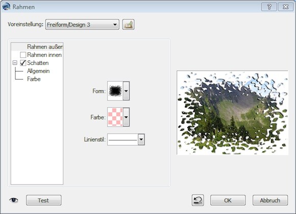 PhotoLine bietet spannende Effekte und Filter, zum Beispiel für Rahmen. (Bild: Screenshot) PhotoLine bietet spannende Effekte und Filter, zum Beispiel für Rahmen. (Bild: Screenshot)