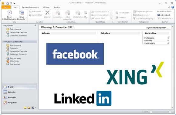 Soziale Netzwerke in Outlook? Kein Problem mit den offiziellen Plugins. (Bild: netzwelt) Soziale Netzwerke in Outlook? Kein Problem mit den offiziellen Plugins. (Bild: netzwelt)