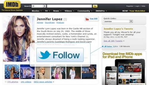 Über den Follow-Button kann der Nutzer nun Stars oder Firmen leichter auf Twitter folgen. (Bild: Twitter) Über den Follow-Button kann der Nutzer nun Stars oder Firmen leichter auf Twitter folgen. (Bild: Twitter)