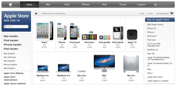 Die Verkäufe des deutschen Apple Online-Stores könnten durch das Urteil beeinträchtigt werden. (Bild: Screenshot) Die Verkäufe des deutschen Apple Online-Stores könnten durch das Urteil beeinträchtigt werden. (Bild: Screenshot)