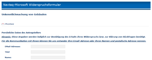 Vom Vorabwiderspruch gegen die Veröffentlichung der Hausfassade bei Streetside machten bislang 40.000 Nutzer Gebrauch. (Bild: Screenshot) Vom Vorabwiderspruch gegen die Veröffentlichung der Hausfassade bei Streetside machten bislang 40.000 Nutzer Gebrauch. (Bild: Screenshot)