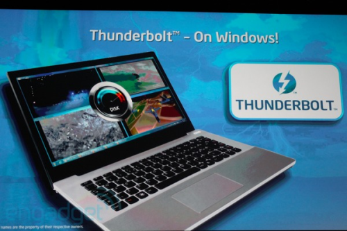 Auch Windows-Rechner sollen künftig mit Intels Thunderbolt-Technologie ausgestattet werden. (Bild: Engadget.com) Auch Windows-Rechner sollen künftig mit Intels Thunderbolt-Technologie ausgestattet werden. (Bild: Engadget.com)