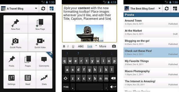 WordPress für Android funktioniert auch auf Tablets reibungslos. (Bild: Screenshot) WordPress für Android funktioniert auch auf Tablets reibungslos. (Bild: Screenshot)