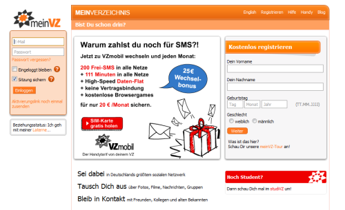 Die Zugriffszahlen haben sich bei den VZ-Netzwerken binnen sechs Monaten halbiert. (Bild: Screenshot) Die Zugriffszahlen haben sich bei den VZ-Netzwerken binnen sechs Monaten halbiert. (Bild: Screenshot)