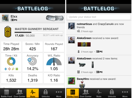 Ab sofort gibt es das Battlelog von Battlefield 3 auch als App. (Bild: Electronic Arts) Ab sofort gibt es das Battlelog von Battlefield 3 auch als App. (Bild: Electronic Arts)