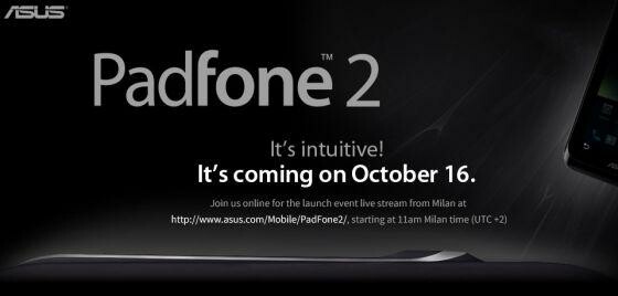 Asus wird das Padfone 2 am 16. Oktober in Mailand enthüllen. Fans können das Event live im Internet verfolgen. (Bild: Screenshot Asus.com) Asus wird das Padfone 2 am 16. Oktober in Mailand enthüllen. Fans können das Event live im Internet verfolgen. (Bild: Screenshot Asus.com)