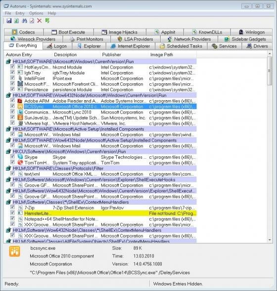 Autoruns hilft beim "Entrümpeln" des Startmenüs (Bild: Screenshot netwelt/ Autoruns). Autoruns hilft beim "Entrümpeln" des Startmenüs (Bild: Screenshot netwelt/ Autoruns).
