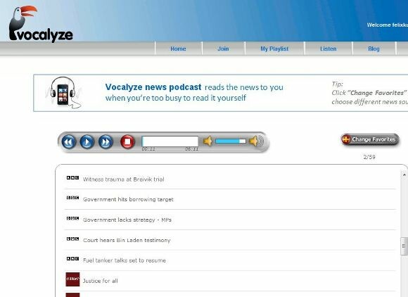 Die Bedienung von Vocalyze im Browser ist kinderleicht. (Bild: netzwelt) Die Bedienung von Vocalyze im Browser ist kinderleicht. (Bild: netzwelt)