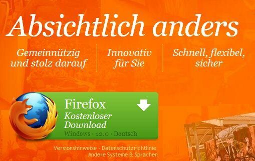 Am Dienstag, 24. April, ist die neue Version 12.0 von Mozilla Firefox erschienen. (Bild: Screenshot Mozilla.org) Am Dienstag, 24. April, ist die neue Version 12.0 von Mozilla Firefox erschienen. (Bild: Screenshot Mozilla.org)