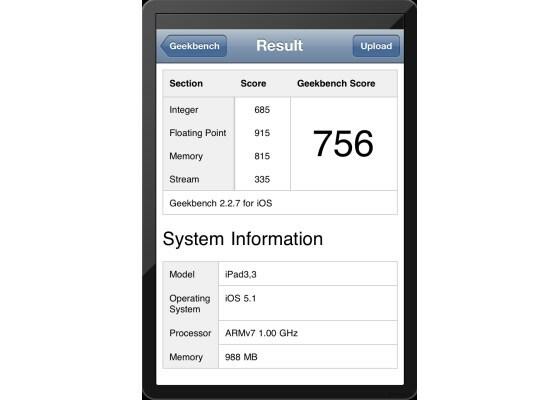 Diesem Benchmark zufolge besitzt das neue iPad einen ein Gigabyte großen Arbeitsspeicher. (Bild: tinhte.vn) Diesem Benchmark zufolge besitzt das neue iPad einen ein Gigabyte großen Arbeitsspeicher. (Bild: tinhte.vn)