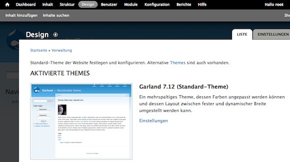 Drupal bietet schon ab Werk einige schöne Themen. (Bild: netzwelt) Drupal bietet schon ab Werk einige schöne Themen. (Bild: netzwelt)