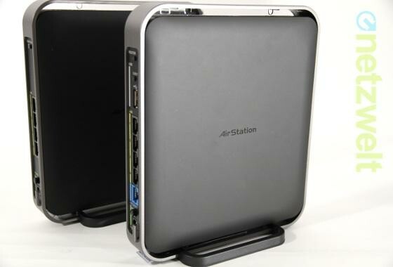 Duo für den neuen WLAN-Standard: Der Router AirStation 1750 (vorne) und die Media Bridge AirStation 1300 (hinten im Bild). (Bild: netzwelt) Duo für den neuen WLAN-Standard: Der Router AirStation 1750 (vorne) und die Media Bridge AirStation 1300 (hinten im Bild). (Bild: netzwelt)