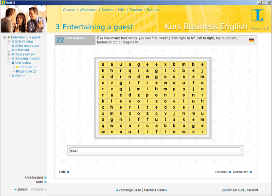 Bei "Entertaining a Guest" gilt es den Geschäftspartner zu unterhalten. (Bild: Screenshot) Bei "Entertaining a Guest" gilt es den Geschäftspartner zu unterhalten. (Bild: Screenshot)