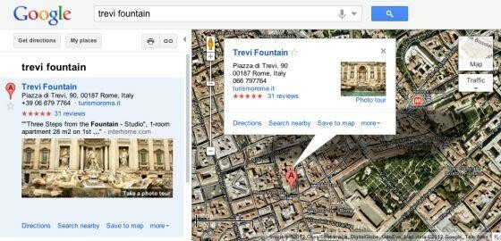 Die Foto-Tour des Trevi-Brunnen kann auf dem kleinen Bild links oder direkt in der Karte gestartet werden. (Bild: google-latlong.blogspot.de) Die Foto-Tour des Trevi-Brunnen kann auf dem kleinen Bild links oder direkt in der Karte gestartet werden. (Bild: google-latlong.blogspot.de)
