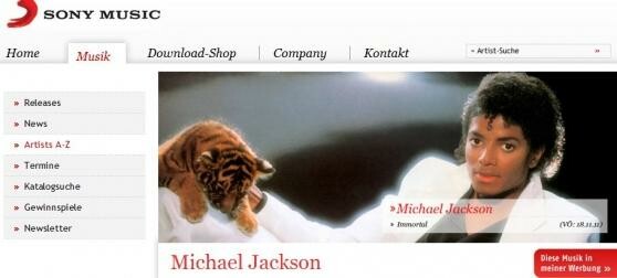 Hacker sollen 50.000 Musikdateien von Michael Jackson bei Sony Music geklaut haben. (Bild: Screenshot Sony Music)eruntergeladen haben Hacker sollen 50.000 Musikdateien von Michael Jackson bei Sony Music geklaut haben. (Bild: Screenshot Sony Music)eruntergeladen haben