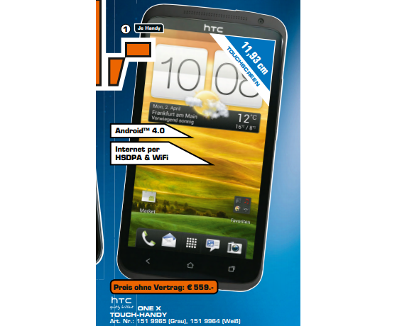 Das HTC One X ist das Flaggschiff-Modell aus der neuen Smartphone-Serie von HTC. (Bild: Screenshot Saturn.de) Das HTC One X ist das Flaggschiff-Modell aus der neuen Smartphone-Serie von HTC. (Bild: Screenshot Saturn.de)