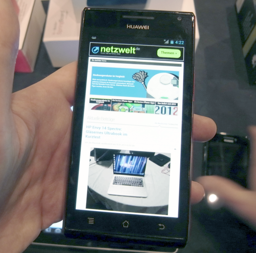 Das Huawei Ascend P1 und das Huawei Ascend P1S verspäten sich. (Bild: netzwelt) Das Huawei Ascend P1 und das Huawei Ascend P1S (hier im Bild) verspäten sich. (Bild: netzwelt)