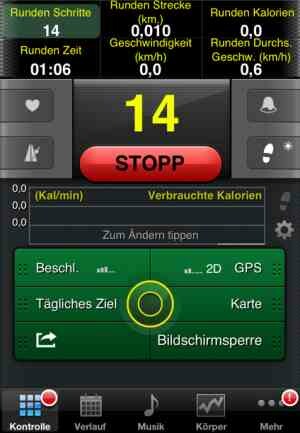 Das INterface erscheint etwas unübersichtlich, die Schrittzähler-App lockt aber mit vielen nützlichen Funktionen. (Bild: Screenshot) Das INterface erscheint etwas unübersichtlich, die Schrittzähler-App lockt aber mit vielen nützlichen Funktionen. (Bild: Screenshot)
