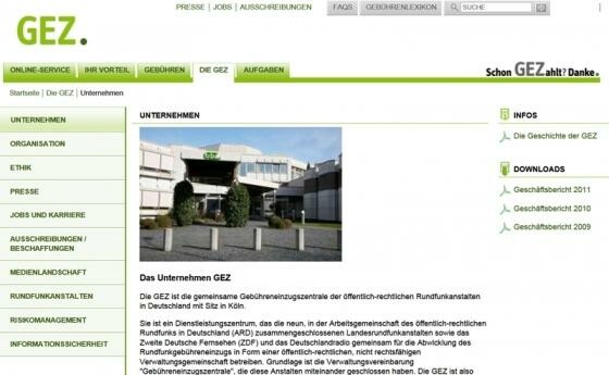 Ein letzter Blick zurück. Die GEZ-Webseite wird zum 1. Januar 2013 abgeschaltet. (Bild: Screenshot) Ein letzter Blick zurück. Die GEZ-Webseite wird zum 1. Januar 2013 abgeschaltet. (Bild: Screenshot)