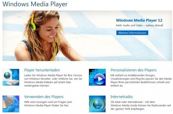 Der Media Player wird in Windows 8 standardmäßig keine DVDs abspielen können. (Bild: Screenshot windows.microsoft.com) Der Media Player wird in Windows 8 standardmäßig keine DVDs abspielen können. (Bild: Screenshot windows.microsoft.com)