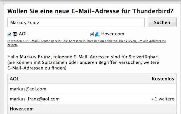Mozilla Thunderbird 10 bietet an, ein E-Mail-Konto direkt beim ersten Start zu erstellen. (Bild: Screenshot) Mozilla Thunderbird 10 bietet an, ein E-Mail-Konto direkt beim ersten Start zu erstellen. (Bild: Screenshot)