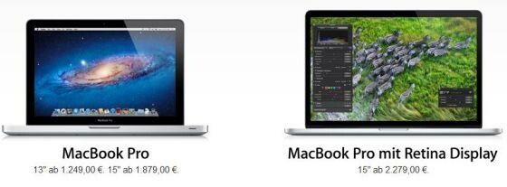 Neben dem MacBook Pro mit Retina Display hat auch das MacBook Air mit der bisherigen Bildschirmauflösung Neuerungen erfahren. (Bild: Screenshot store.apple.com) Neben dem MacBook Pro mit Retina Display hat auch das MacBook Air mit der bisherigen Bildschirmauflösung Neuerungen erfahren. (Bild: Screenshot store.apple.com)