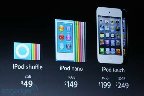 Die neue iPod-Familie von Apple. (Bild: Engadget.com) Die neue iPod-Familie von Apple. (Bild: Engadget.com)