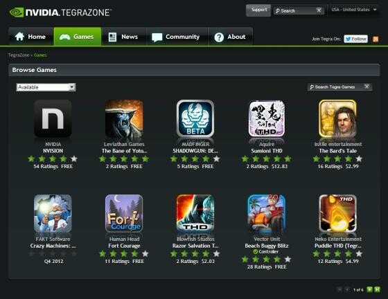 Nivdias Tegra Zone steht demnächst auch unter Windows RT zur Verfügung. (Bild: Screenshot tegrazone.com) Nivdias Tegra Zone steht demnächst auch unter Windows RT zur Verfügung. (Bild: Screenshot tegrazone.com)