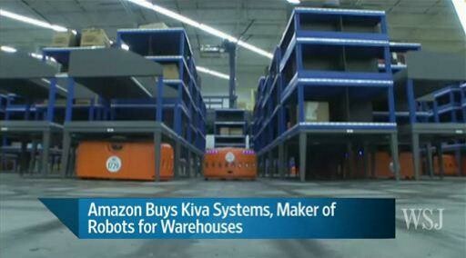 Das Online-Warenhaus Amazon will den Lagerhallenautomatisierer Kiva Systems für 775 Millionen US-Dollar kaufen. (Bild: Screenshot Wall Street Journal Blog) Das Online-Warenhaus Amazon will den Lagerhallenautomatisierer Kiva Systems für 775 Millionen US-Dollar kaufen. (Bild: Screenshot Wall Street Journal Blog)