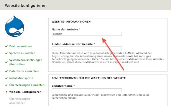 Ein Assistent führt durch die Installation von Drupal. (Bild: netzwelt) Ein Assistent führt durch die Installation von Drupal. (Bild: netzwelt)