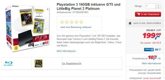 Bei real ist diese Woche die Sony PlayStation 3 im Angebot. (Bild: Screenshot real.de) Bei real ist diese Woche die Sony PlayStation 3 im Angebot. (Bild: Screenshot real.de)