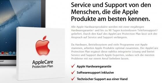Service-Pakete wie Apple Care führen der EU-Kommisarin Reding zufolge Verbraucher in die Irre. (Bild: Screenshot apple.de) Service-Pakete wie Apple Care führen der EU-Kommisarin Reding zufolge Verbraucher in die Irre. (Bild: Screenshot apple.de)