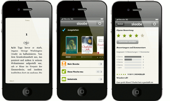 Mit der Skoobe-App können auch ohne Abo alle verfügbaren Bücher angelesen werden. (Bild: Skoobe) Mit der Skoobe-App können auch ohne Abo alle verfügbaren Bücher angelesen werden. (Bild: Skoobe)