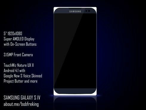 So könnte das Samsung Galaxy S4 mit 5-Zoll-Display aussehen. (Bild: Bob Freking/concept-phones.com) So könnte das Samsung Galaxy S4 mit 5-Zoll-Display aussehen. (Bild: Bob Freking/concept-phones.com)